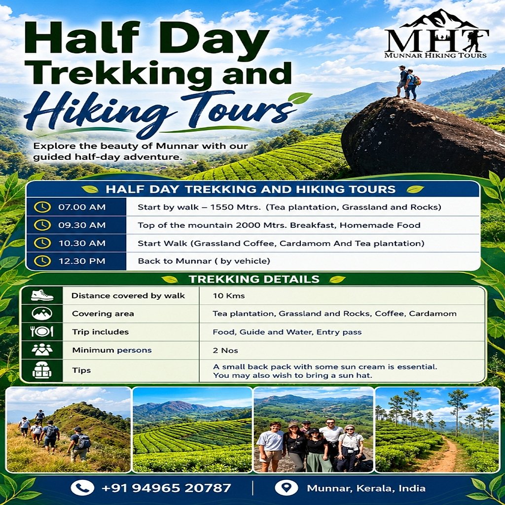Half Day Trekking and Hiking Tours - Full Official Tour Plan Flyer