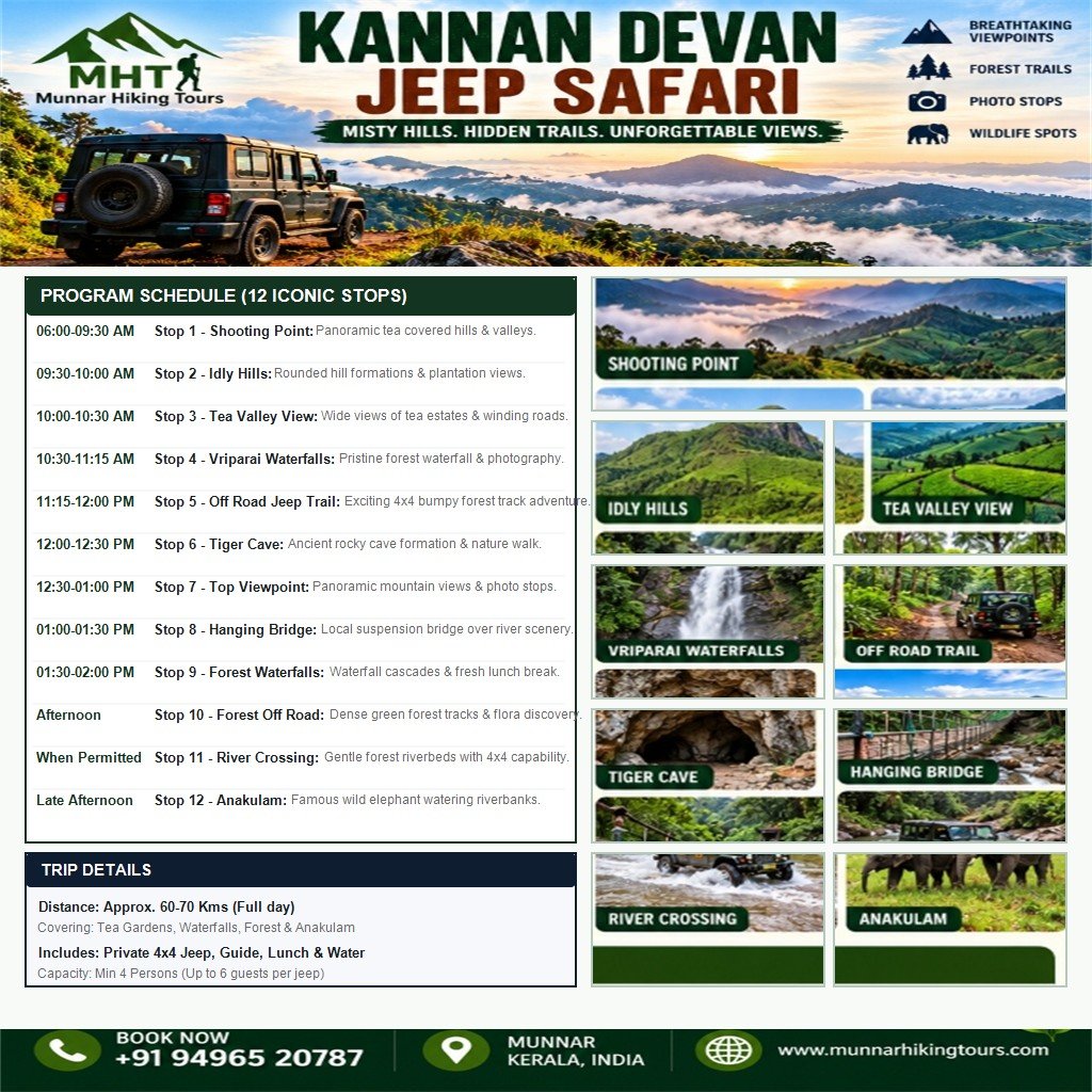 Kannan Devan Hills Jeep Safari - Full Official Tour Plan Flyer