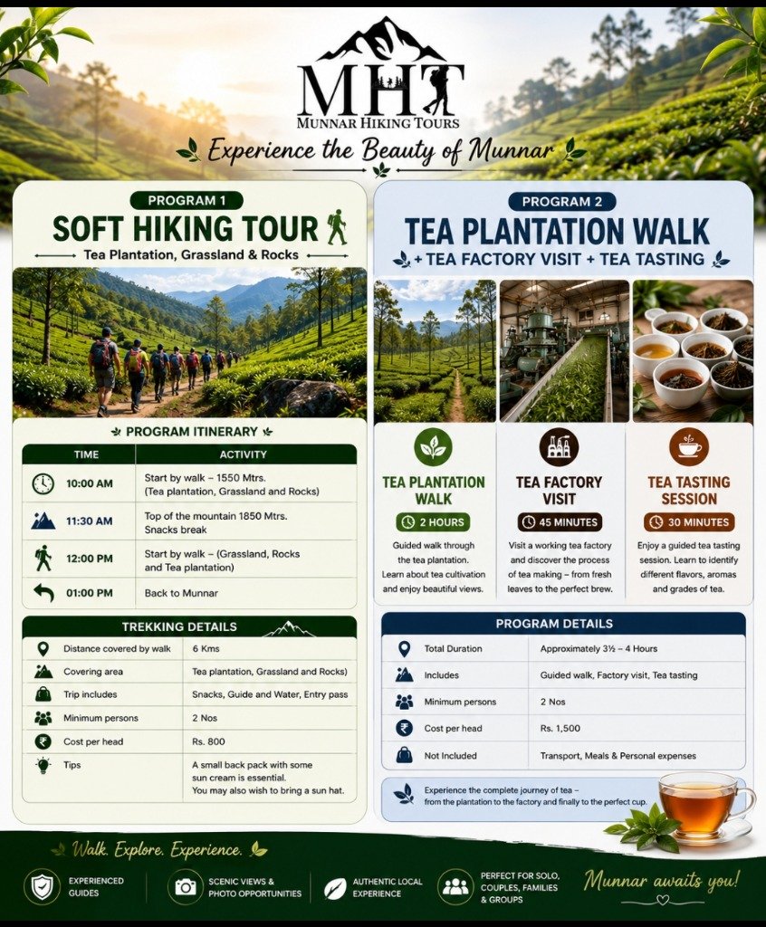 Soft Hiking & Tea Walk Combo - Full Official Tour Plan Flyer